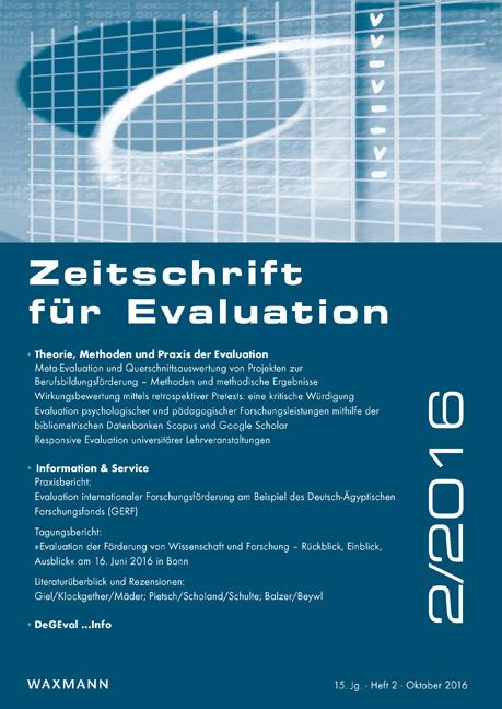 Titelbild der Zeitschrift für Evaluation Ausgabe 2/2016